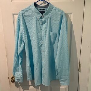 Madison James Aqua Gingham Button Down Shirt